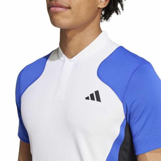 Adidas Блуза С Яка Tennis Pro Heat.rdy Freelift Polo Shirt Бяло/Синьо/Черно Мъжко облекло за едри хора