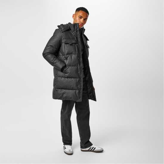 Jack Wills Long Puffer Jacket Черно Мъжко облекло за едри хора