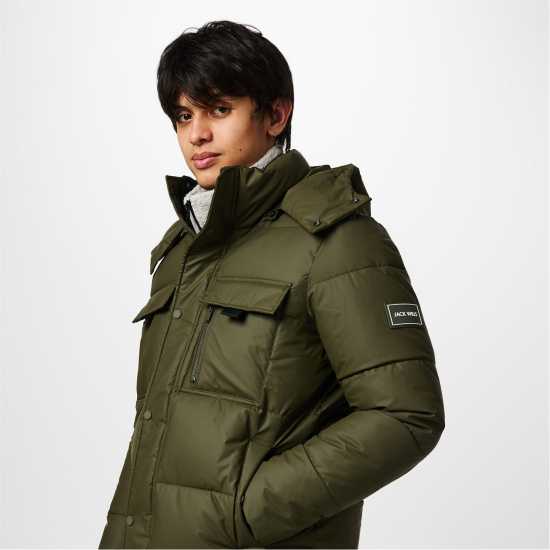 Jack Wills Long Puffer Jacket Хаки Мъжко облекло за едри хора