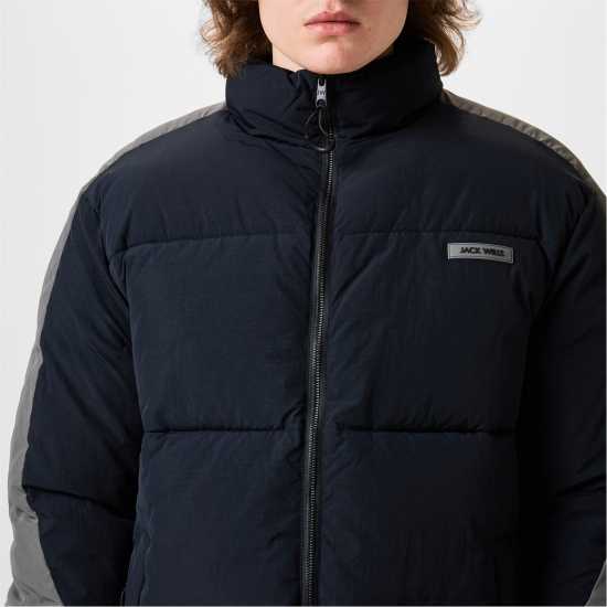 Jack Wills Puffer Jacket Черно/Слане Мъжко облекло за едри хора