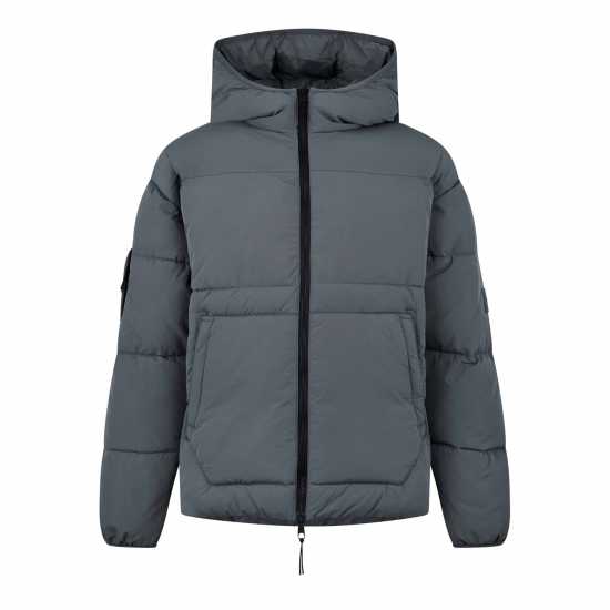 Jack Wills Puffer Jacket Акула Сиво Мъжко облекло за едри хора