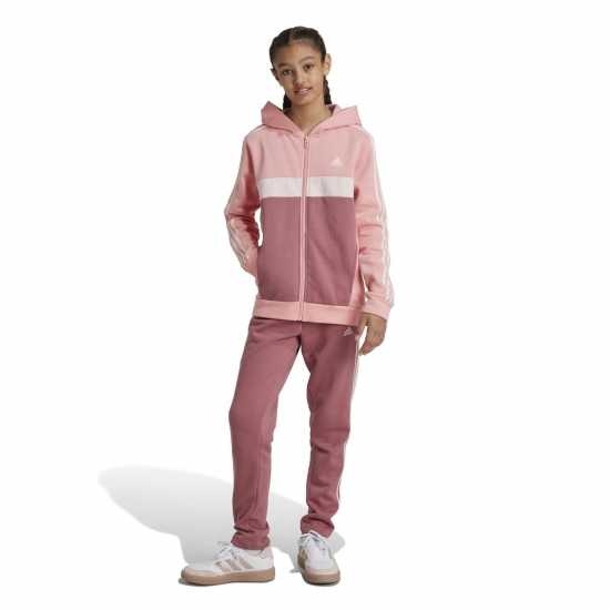 Adidas Junior Tiberio Fleece Tracksuit Pink Spark 