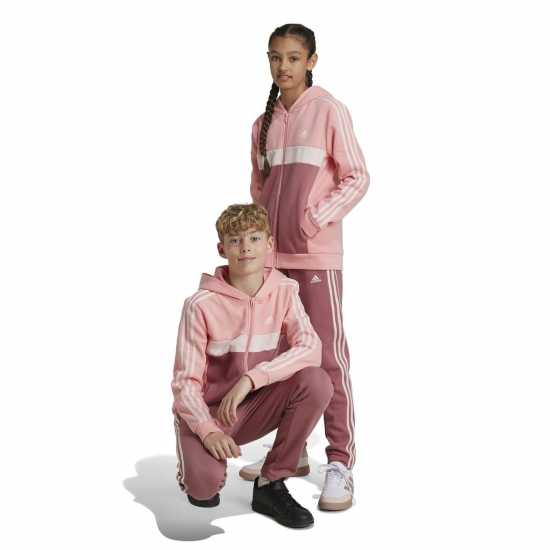 Adidas Junior Tiberio Fleece Tracksuit Pink Spark 