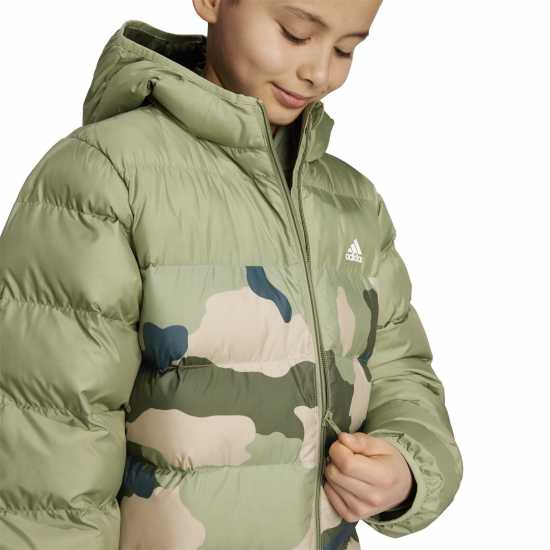 Adidas Synthetic Down Allover Print Junior Jacket Зелено/Нощен Товар 