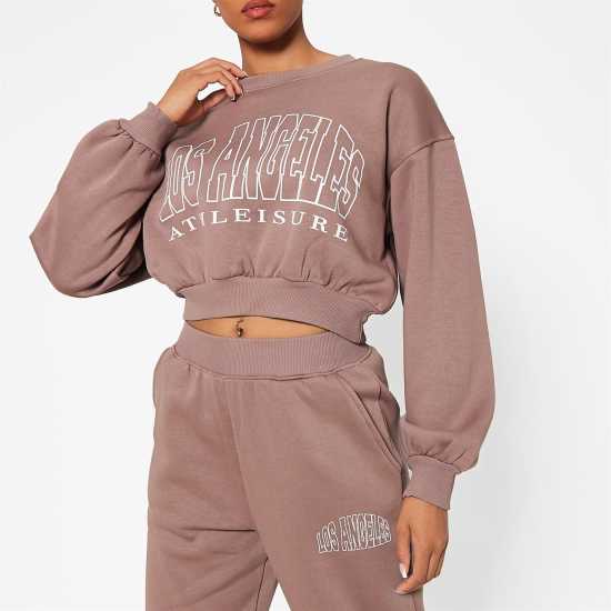 I Saw It First Graphic Print Cropped Sweatshirt Co-Ord  Дамски суичъри и блузи с качулки