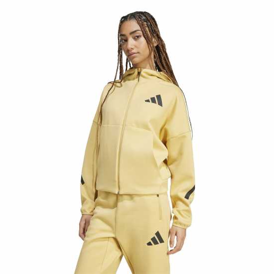 Adidas Z.n.e. Full Zip Hoodie Womens Овес Дамски дрехи за фитнес