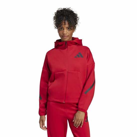 Adidas Z.n.e. Full Zip Hoodie Womens Силно червено Дамски дрехи за фитнес