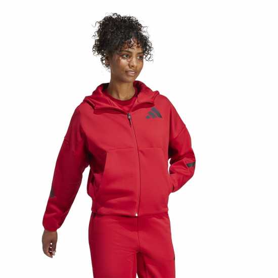 Adidas Z.n.e. Full Zip Hoodie Womens Силно червено Дамски дрехи за фитнес