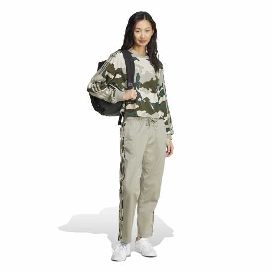 Adidas Essentials 3-Stripes Camo-Print Cropped Sweatshirt Womens Сребристо Камък Дамско облекло плюс размер