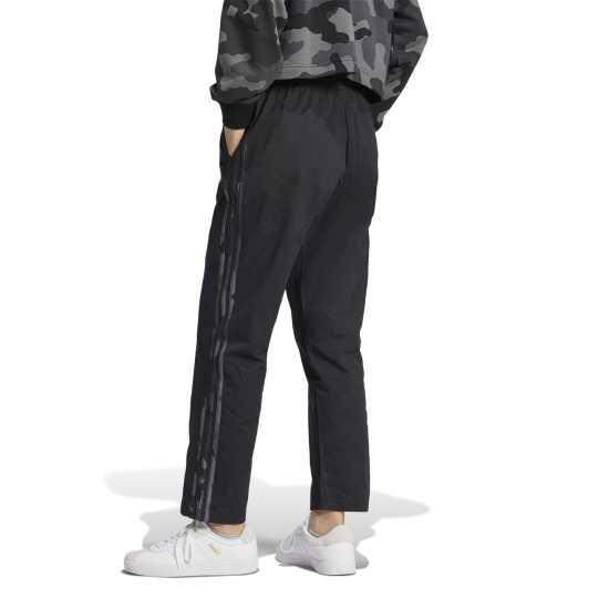 Adidas Essentials Camo-Print 3-Stripes Twill Trousers Womens Черно 