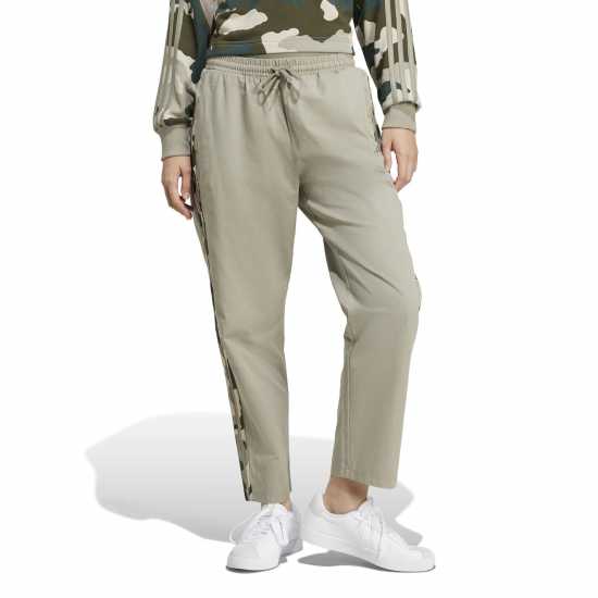 Adidas Essentials Camo-Print 3-Stripes Twill Trousers Womens Сребристо Камък Дамски долнища на анцуг