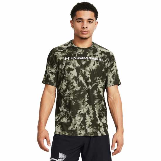 Under Armour Tech Abc Camo Ss Морско зелено Мъжки тениски с яка