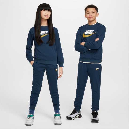 Nike Sportswear Big Kids' Tracksuit Морско синьо/Бяло 