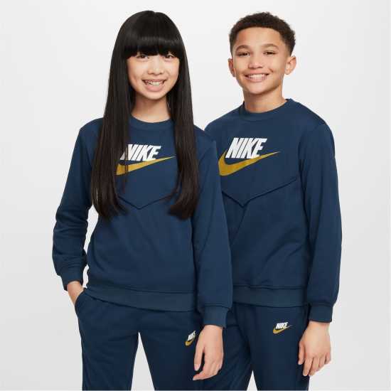 Nike Sportswear Big Kids' Tracksuit Морско синьо/Бяло 