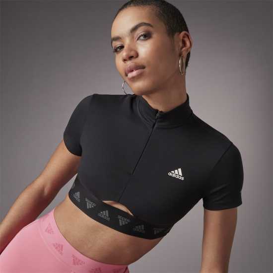 adidas Hyperglam Quarter-Zip Crop Top Women's  Дамски тениски с яка