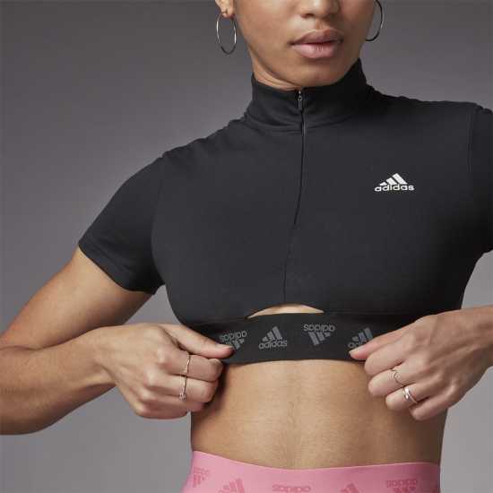 adidas Hyperglam Quarter-Zip Crop Top Women's  Дамски тениски с яка