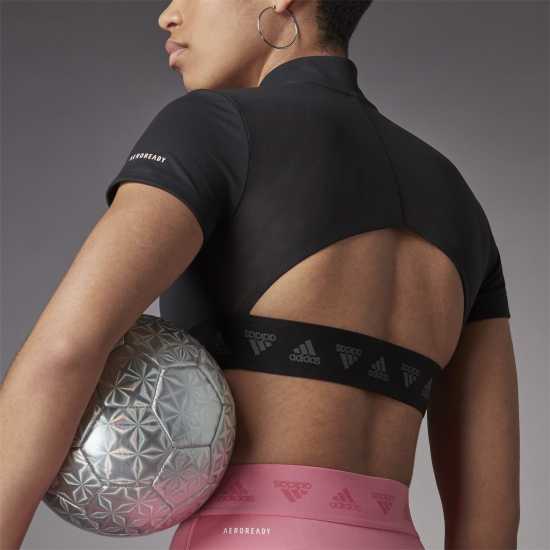 adidas Hyperglam Quarter-Zip Crop Top Women's  Дамски тениски с яка