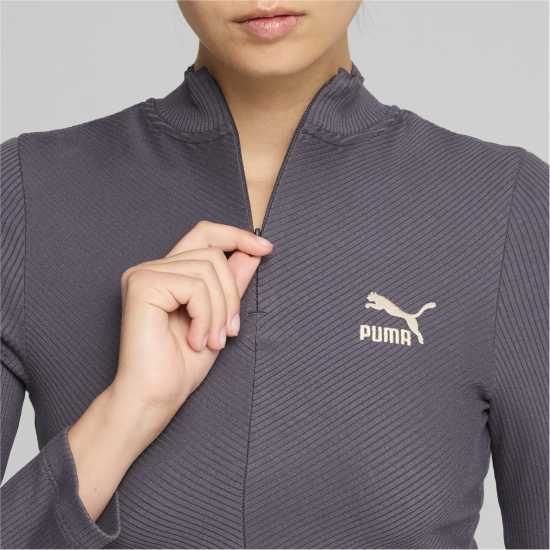 Puma Ribbed Half-Zip Long Sleeve Галактическо сиво 