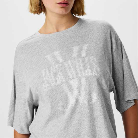 Jack Wills Laundered T-Shirt Ld44 Сив марл 