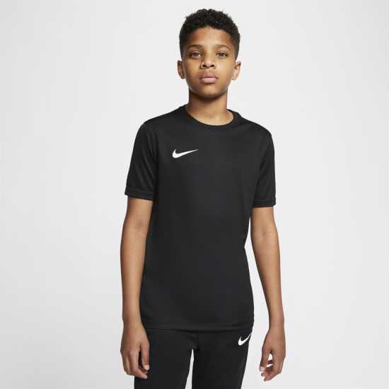 Nike Dri-FIT Park 7 Big Kids' Soccer Jersey Черно/Бяло Детски тениски и фланелки