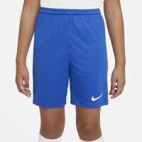 Nike Dri-FIT Park 3 Big Kids' Soccer Shorts Кралско синьо/бяло Детски къси панталони