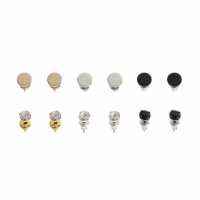 Fabric 3 Pair Metal Stud Earrings  Бижутерия