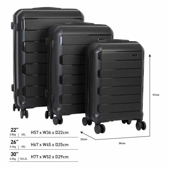 Твърд Куфар Linea Linea Monza Suitcase, Pp Hard Suitcase, Travel Luggage, (22Inch Cabine Friendly) Черно Куфари и багаж