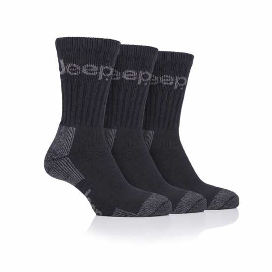 Jeep 3 Pack Terrain Boot Sock Mens Черно/Тъмно сиво Мъжки чорапи