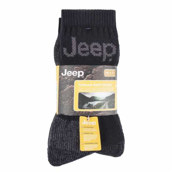 Jeep 3 Pack Terrain Boot Sock Mens Черно/Тъмно сиво Мъжки чорапи