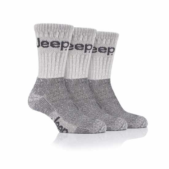 Jeep 3 Pack Terrain Boot Sock Mens Екрю/Въглен Мъжки чорапи