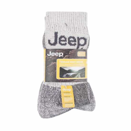 Jeep 3 Pack Terrain Boot Sock Mens Екрю/Въглен Мъжки чорапи