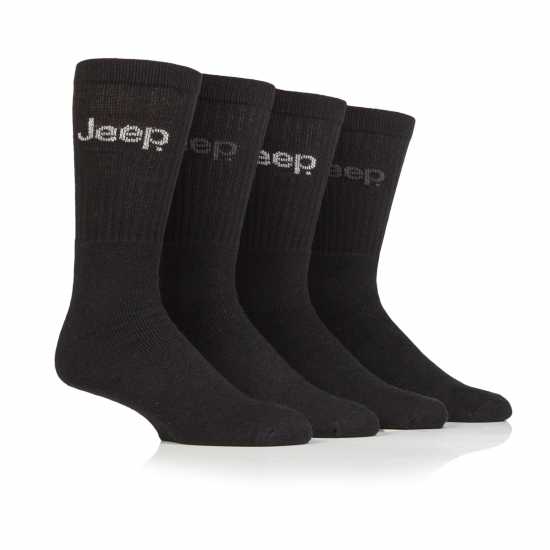 Jeep 4 Pack Plain Boot Sock Mens Черно/Черно Мъжки чорапи