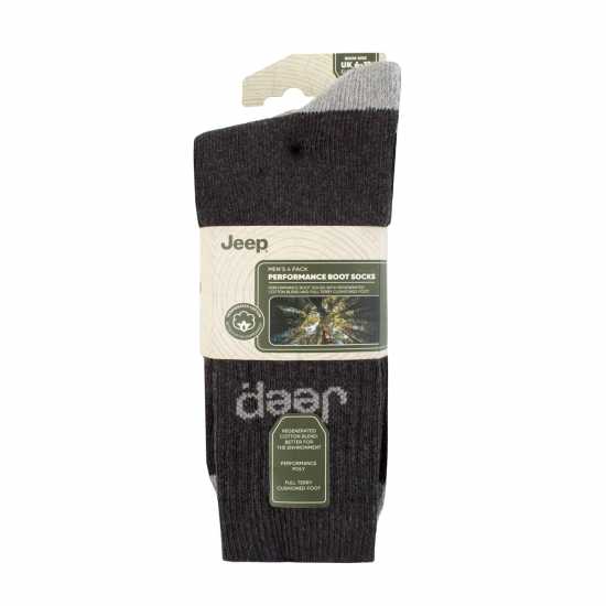 Jeep 4 Pack Plain Boot Sock Mens Черно/Черно Мъжки чорапи