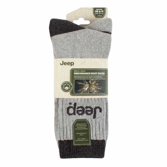 Jeep 4 Pack Plain Boot Sock Mens Угъл/Черен Мъжки чорапи