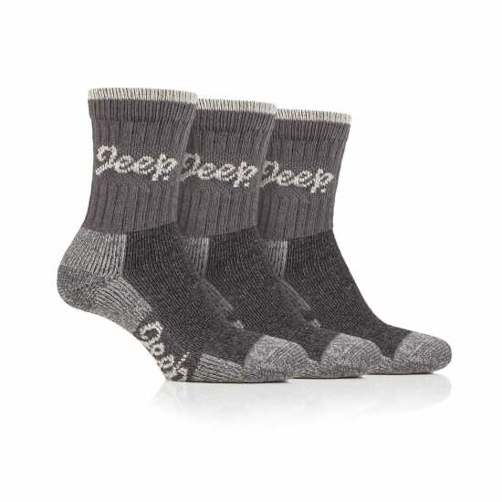 Jeep 3 Pack Cotton Boot Socks Womens Сланце/Крем Дамски чорапи