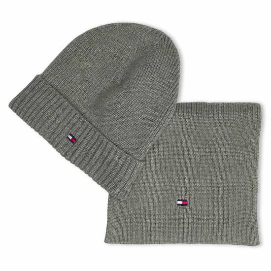 Tommy Hilfiger Small Flag Scarf + Beanie Gp Сиво P01 