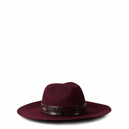 Biba Snake Trim Fedora Hat Виндзор Вино Шапки с козирка