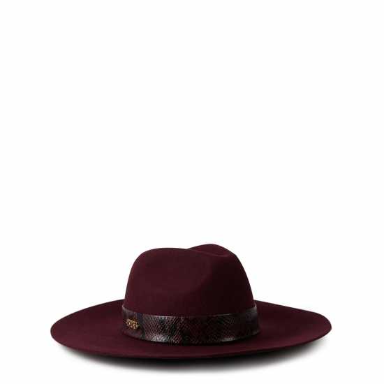 Biba Snake Trim Fedora Hat Виндзор Вино Шапки с козирка