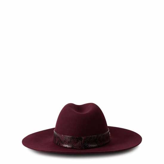 Biba Snake Trim Fedora Hat Виндзор Вино Шапки с козирка