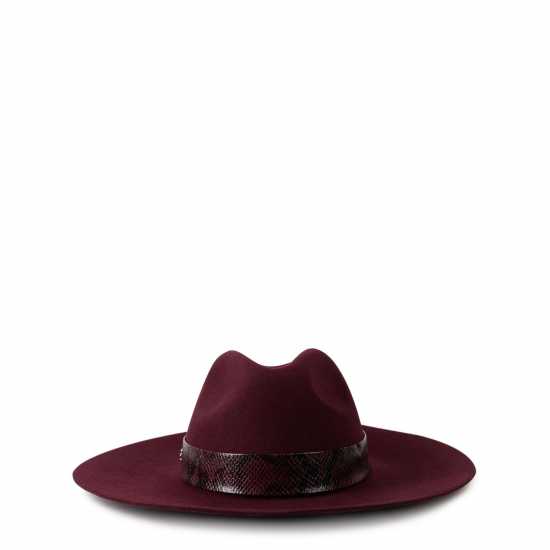 Biba Snake Trim Fedora Hat Виндзор Вино Шапки с козирка