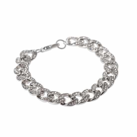 Fabric Crystal Curb Chain Bracelet  Бижутерия