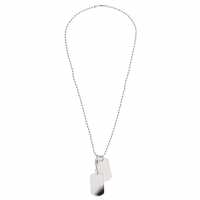 Fabric Metal Tag Necklace Родиум Бижутерия