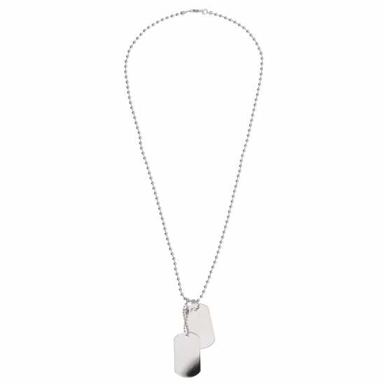 Fabric Metal Tag Necklace Родиум Бижутерия