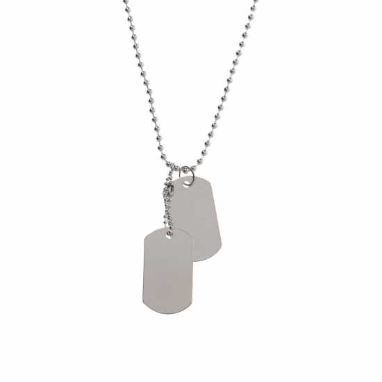 Fabric Metal Tag Necklace Родиум Бижутерия