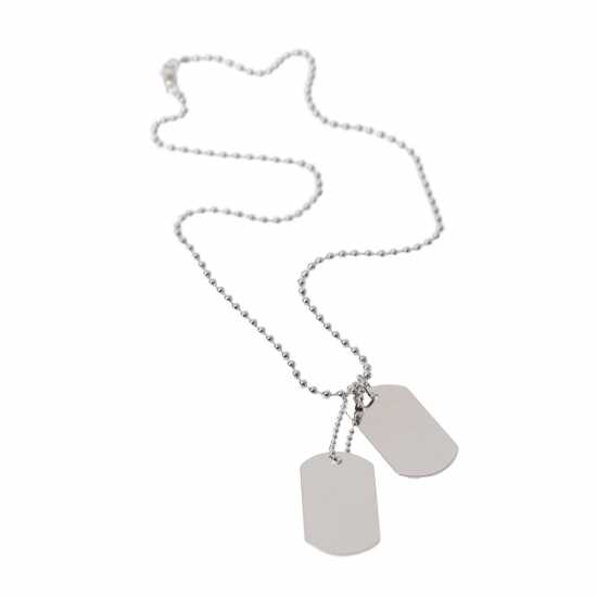 Fabric Metal Tag Necklace Родиум Бижутерия