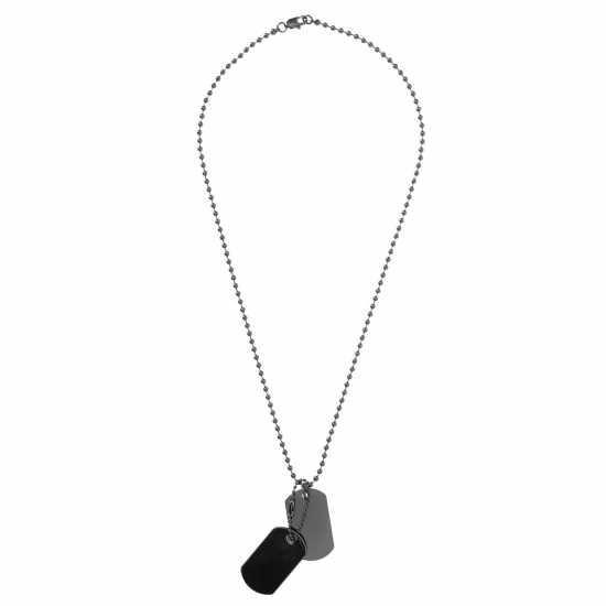 Fabric Metal Tag Necklace Гънметал Бижутерия