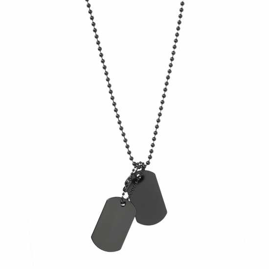 Fabric Metal Tag Necklace Гънметал Бижутерия