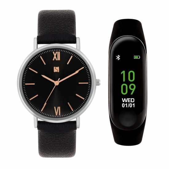 Spirit Spirit Gent's Black Strap Watch and Activity Tracker Set  Бижутерия