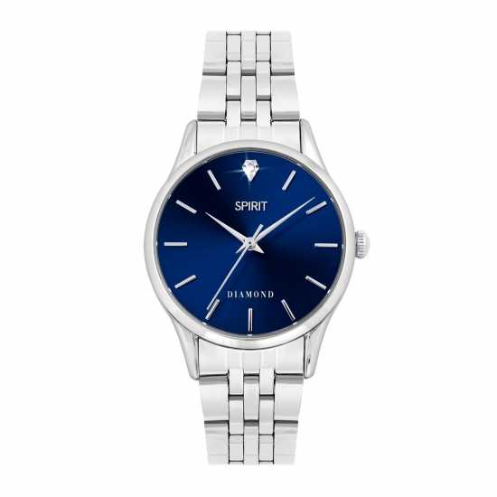 Spirit Spirit Ladies Diamond Silver Navy Dial Bracelet Watch  Бижутерия