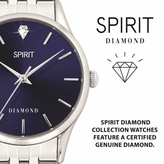 Spirit Spirit Ladies Diamond Silver Navy Dial Bracelet Watch  Бижутерия